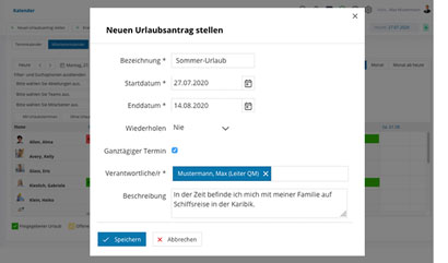 Intranet Software Module MItarbeiterkalender Urlaubsantraege