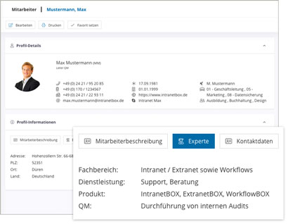 Intranet Software Module Mitarbeiter