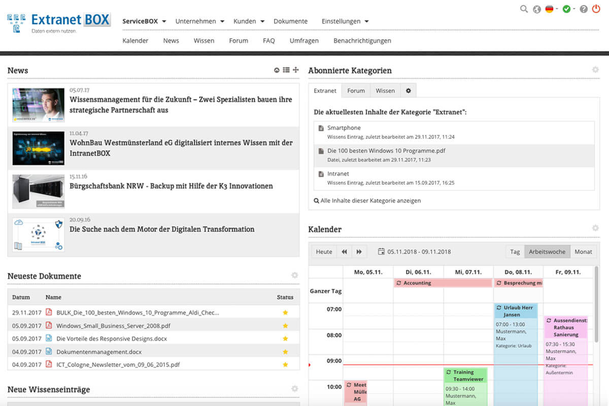 Erweiterungen Intranet Open Source  ExtranetBOX